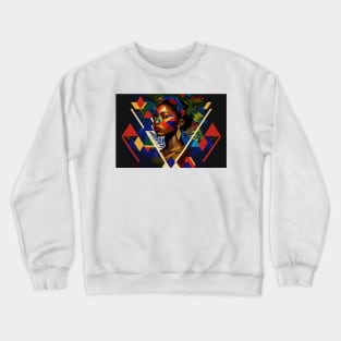 A woman with feathers on her head Crewneck Sweatshirt